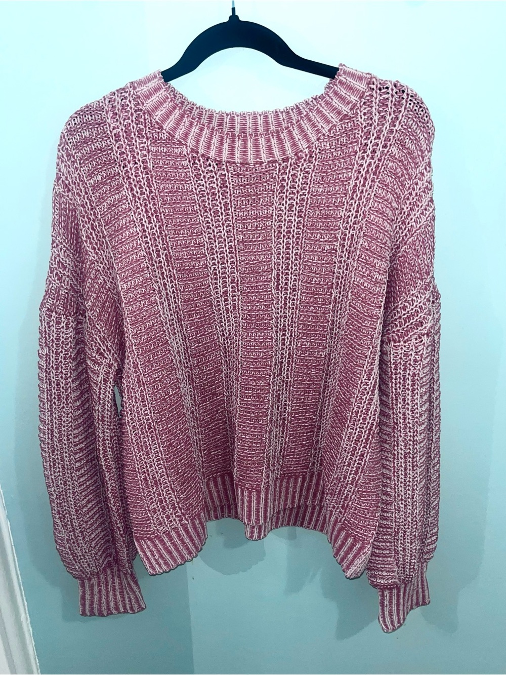 Women's Dusty Rose Cable Crewneck Sweater